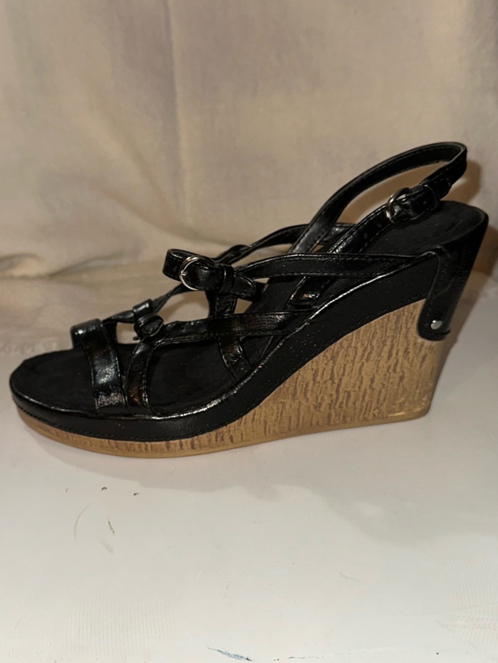 Aerosoles Strappy Wedge Sandals Black - size 8